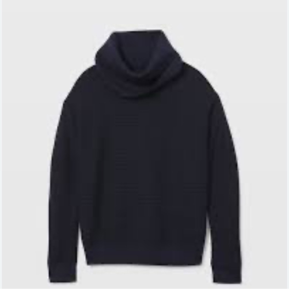 Club Monaco Links Funnel Neck Wool Sweater Navy Blue Size Small